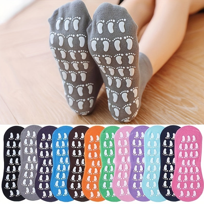 4 Pairs Cozy Yoga Socks Low Cut Anti-Slip Gripper Socks