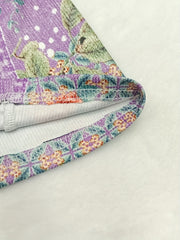 Denim Print Floral Panel Flare Pants