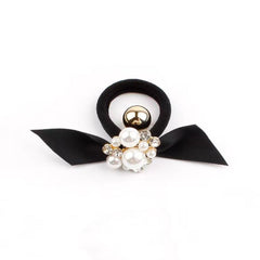 Faux Pearl & Bow Hair Tie Elastic Ponytail Holder