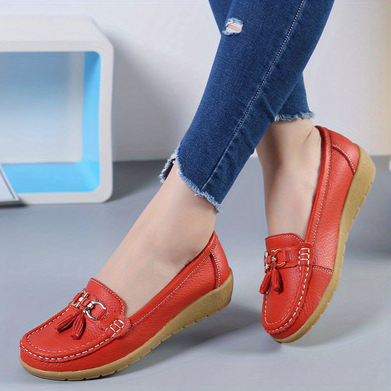 Women's Low Wedge Loafers Lightweight Slip On Shoes Soft Flats