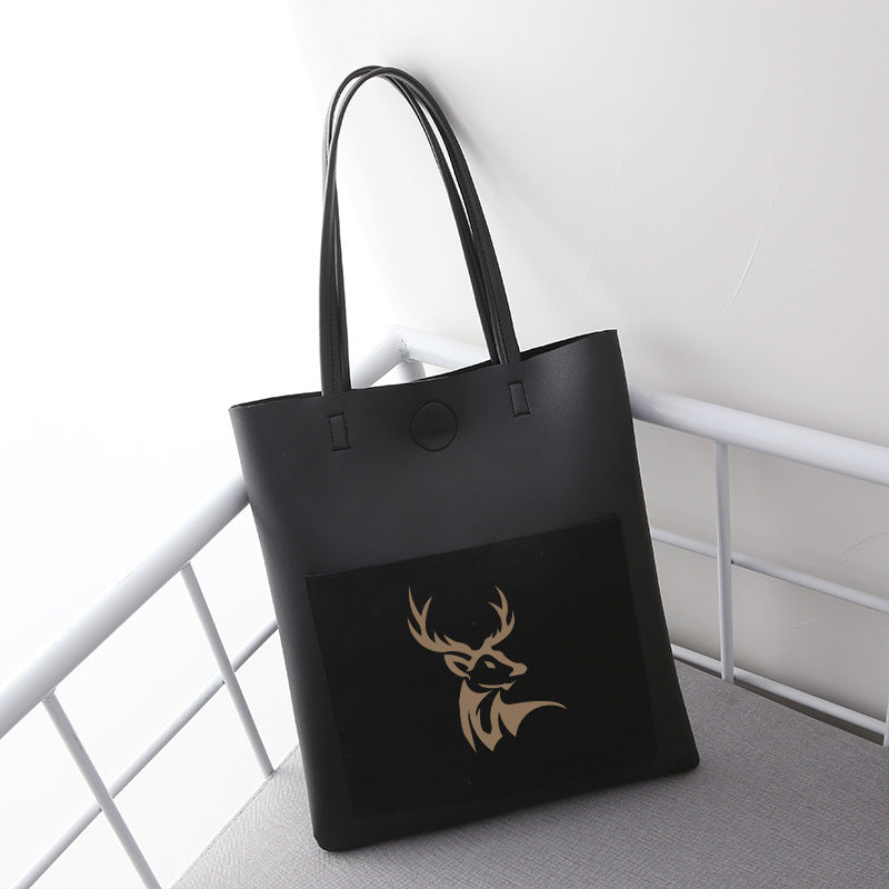 Deer Head Print Shoulder Bag Large Capacity Handbag