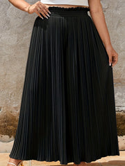  Solid High Rise Wide Leg Trousers
