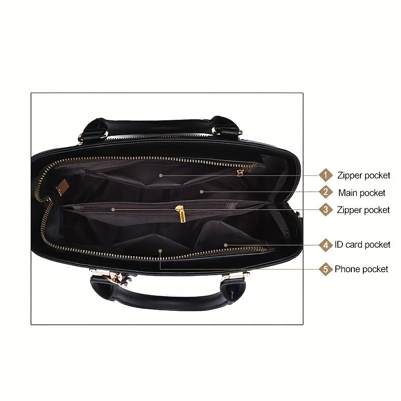 Classic Solid Bag Sets All Match Minimalist Tote Bag With Shoulder Bag