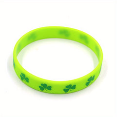 St. Patrick's Rubber Bracelet - Letters & Shamrock Graphics - Lucky Wristband