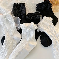 6 Pairs Ruffle Lolita Socks Women's Stockings Hosiery