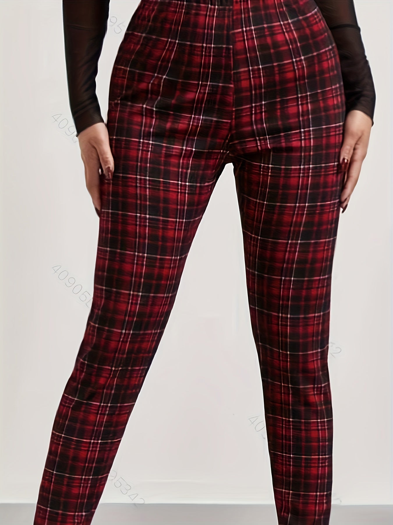  Plaid Print High Rise Leggings