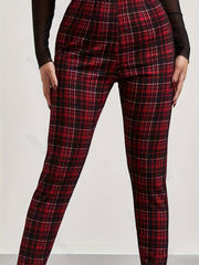  Plaid Print High Rise Leggings