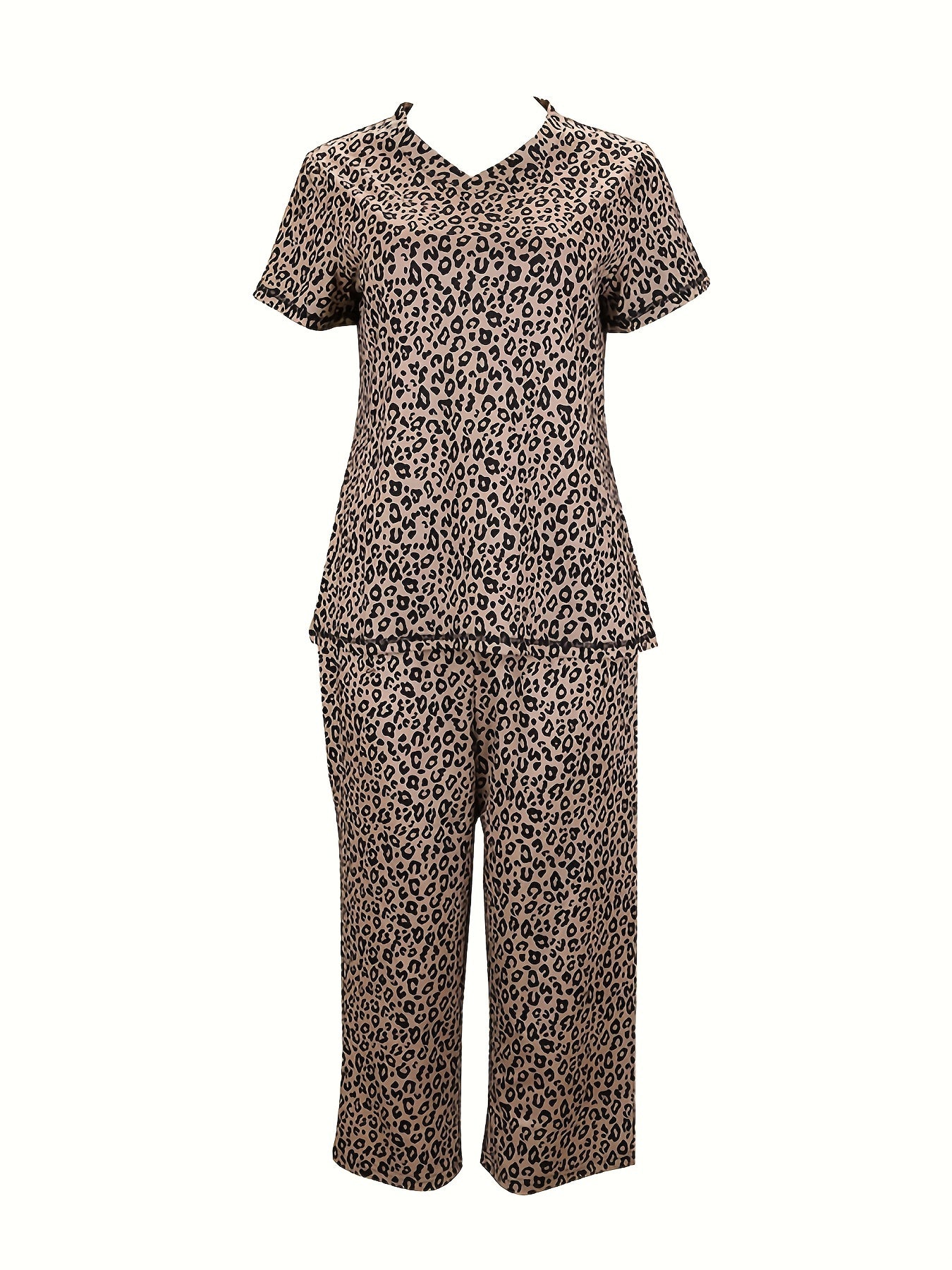 Floral Print Pajama Set V Neck Top & Lounge Pants Women's Sleepwear