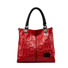 Women's Letter Embossed Leather Tote Bag Satchel Purses