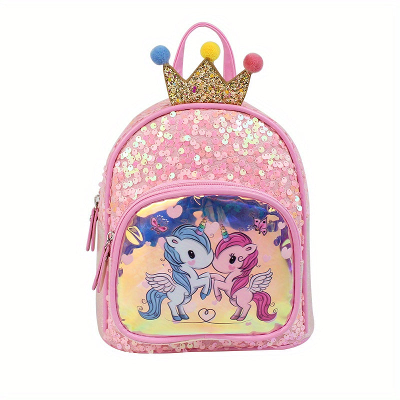 Kids Sequin Unicorn Crown Backpack for School