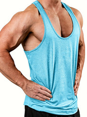 Men's Solid Workout Tank Top Casual Loose Stretch Knitted Top