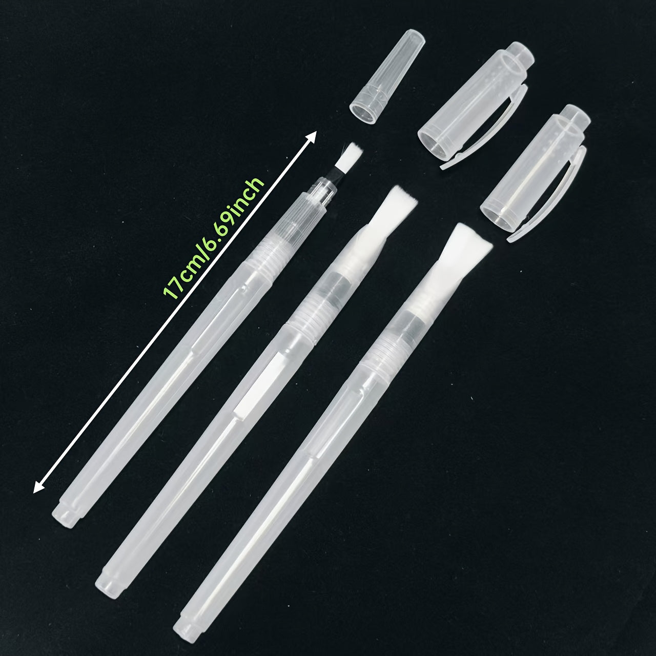 3 Pack Watercolor Brushes High Round & Flat Nylon Tips Large Plastic Handles
