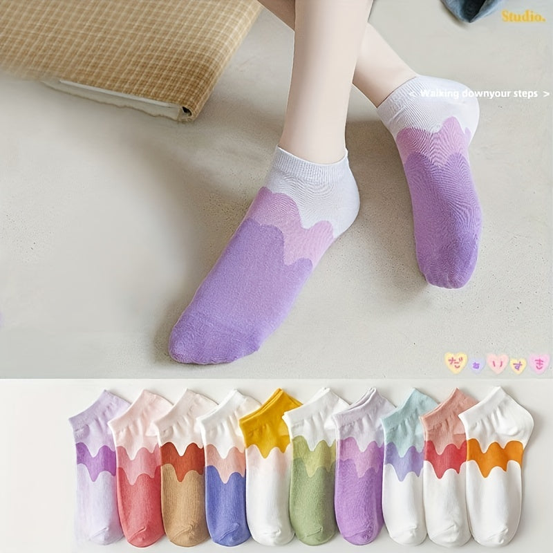 Colorblock Ankle Socks Soft Lightweight Low Cut Women's Stockings