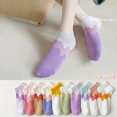 Colorblock Ankle Socks Soft Lightweight Low Cut Women's Stockings