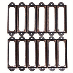12pcs Antique Brass Iron Drawer Label Pull Handle Card Holder