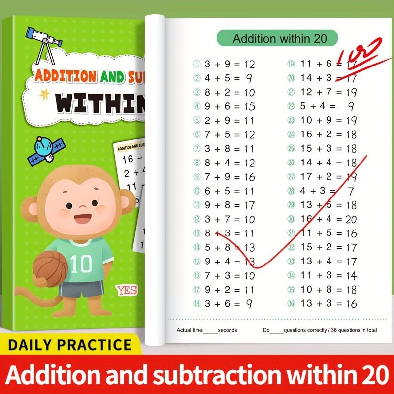 Kids Math Practice Workbook Horizontal Vertical Addition Decomposition