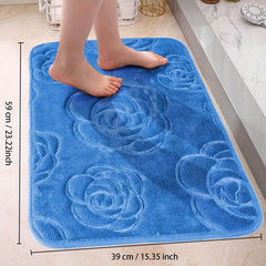 Rose Flower Patterned Bathroom Bath Mat Non-slip Carpet Memory Foam Mat 40