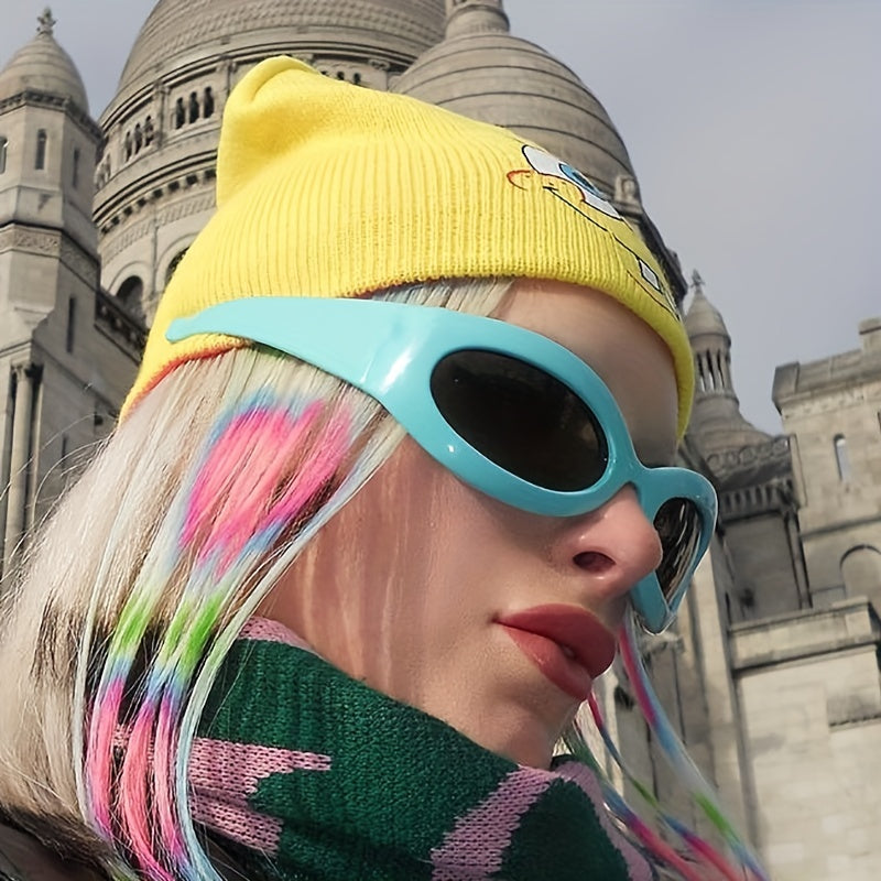 Y2K Cyberpunk Sunglasses Wrap Around UV400 Mirrored Sun Shades
