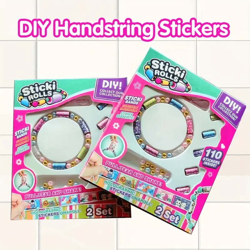 110pcs DIY Handstring Stickers Set Colorful Beads & Stickers for Journals Crafts