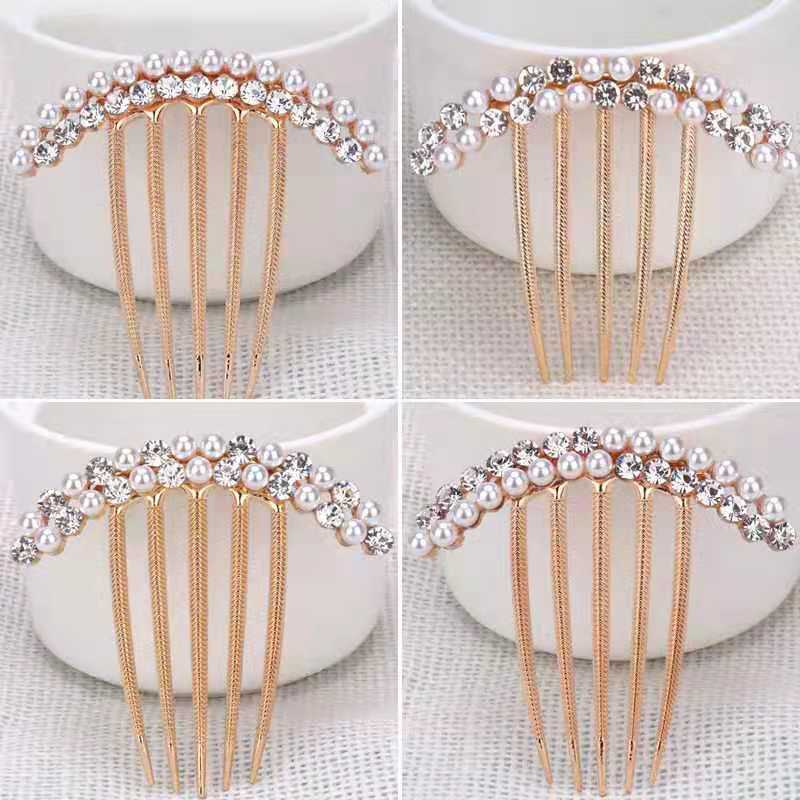 Rhinestone Faux Pearl Crystal Hair Comb Wedding Bridal Hairpin Hair Ornaments