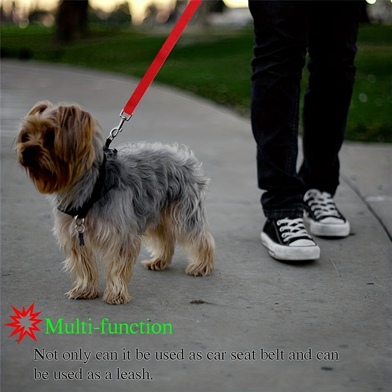 2-in-1 Pet Car Seat Belt Nylon Lead Leash Backseat Safety Belt Adjustable
