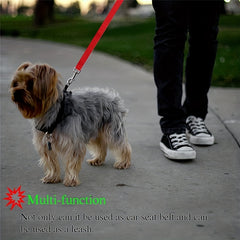 2-in-1 Pet Car Seat Belt Nylon Lead Leash Backseat Safety Belt Adjustable