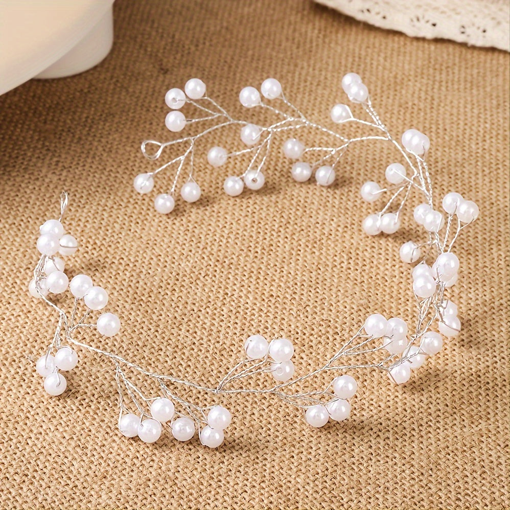 Faux Pearl Wreath Princess Hair Hoop Head Jewelry Hair Accessories For Girls