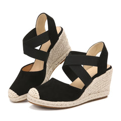 Women's Closed Toe Espadrilles Wedge Sandals Comfortable Slip-On Heels