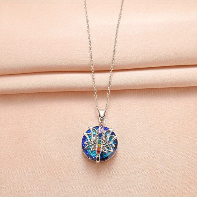 7 Chakra Necklace Lotus Pendant Yoga Chakra Healing Stone Bar Necklace