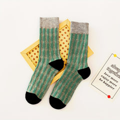 Colorblock Street Socks Retro Style Comfy Mid Tube Socks Women's
