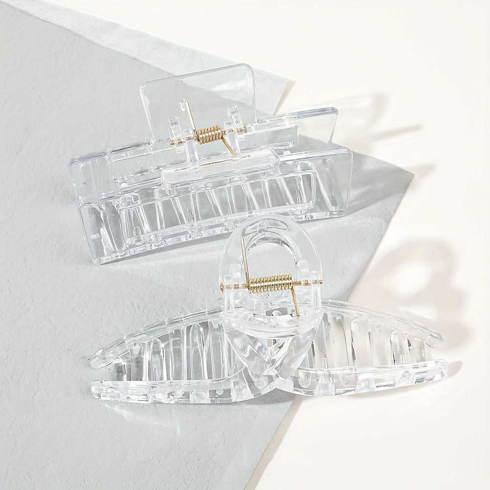 3pcs Transparent Cross Square Hair Claw Hair Clip for Women