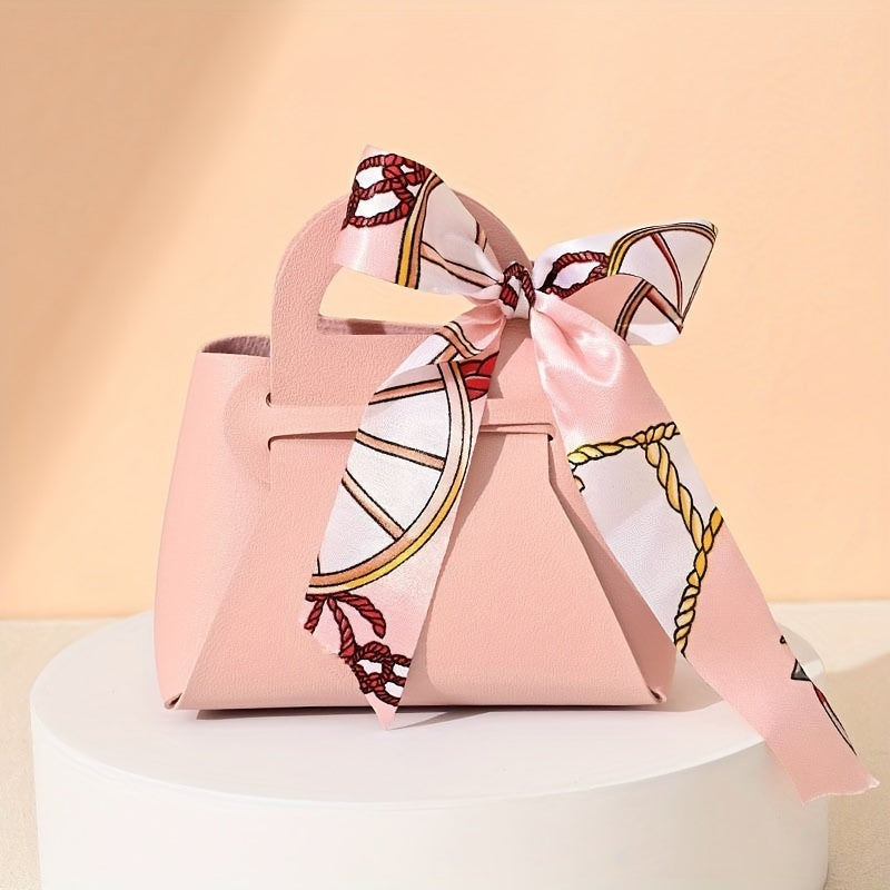 2pcs Leather Gift Bags Ribbon Wedding Favor Packaging Bags Eid Mubarak