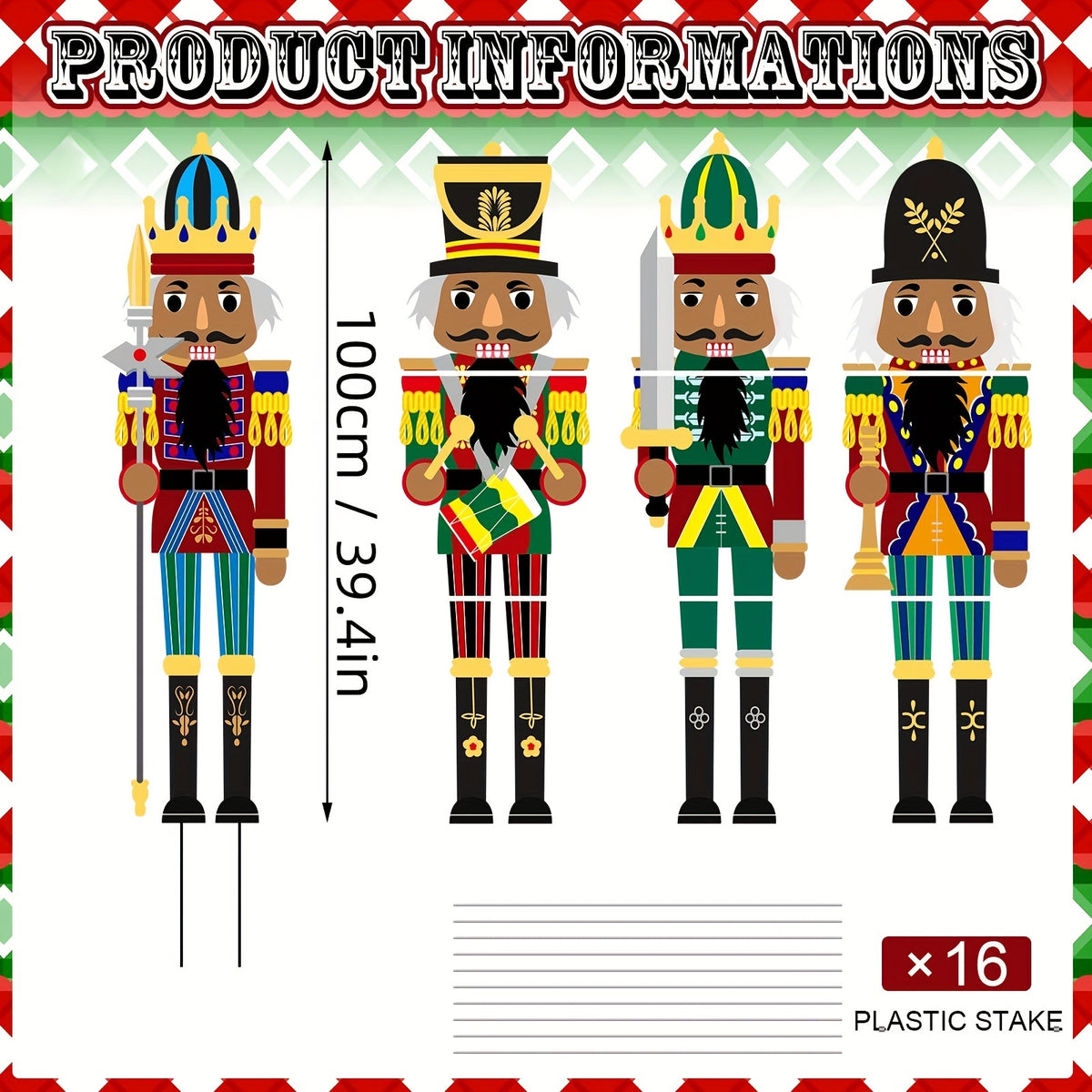 4PCS Christmas Nutcracker Yard Sign Outdoor Decoration