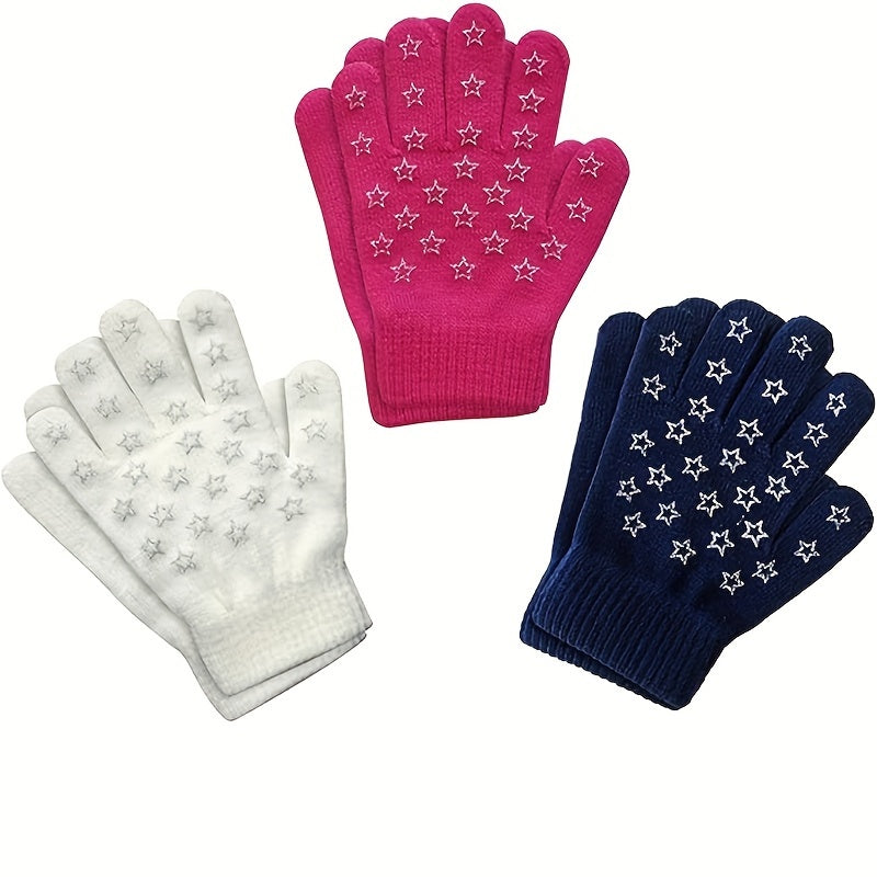 Kids Winter Gloves Knitted Warm Elastic Gloves for 6 8 Year Boys Girls