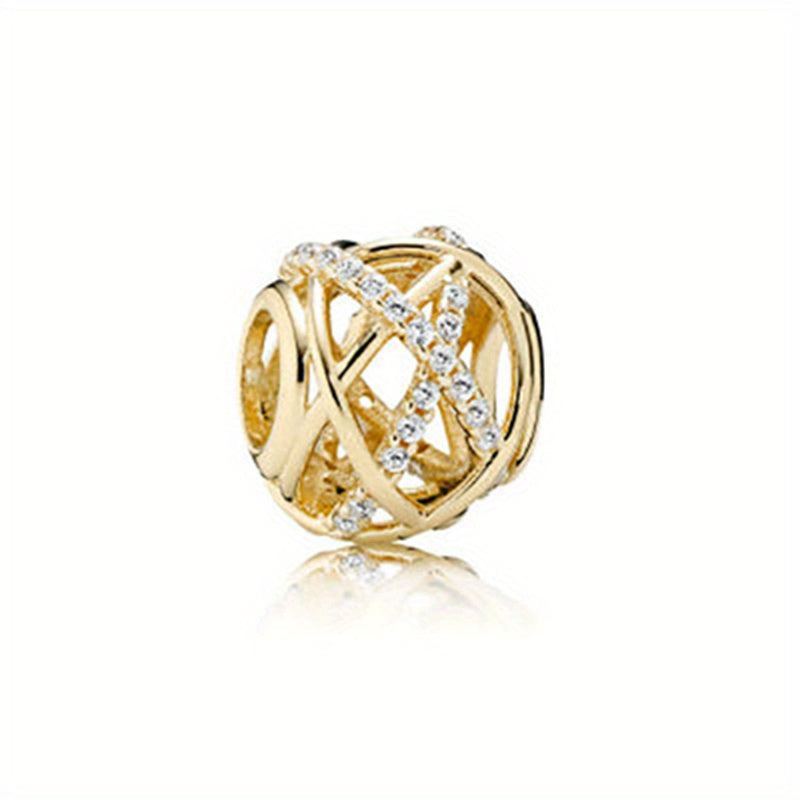 1pc Golden Beads Bee Honeycomb Crown Charm Diy Loose Beads