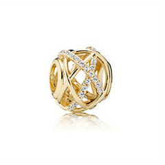 1pc Golden Beads Bee Honeycomb Crown Charm Diy Loose Beads