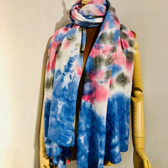 Long Scarf Purple Yellow Cotton Tie Dye Shawl Warm Wrap Windproof