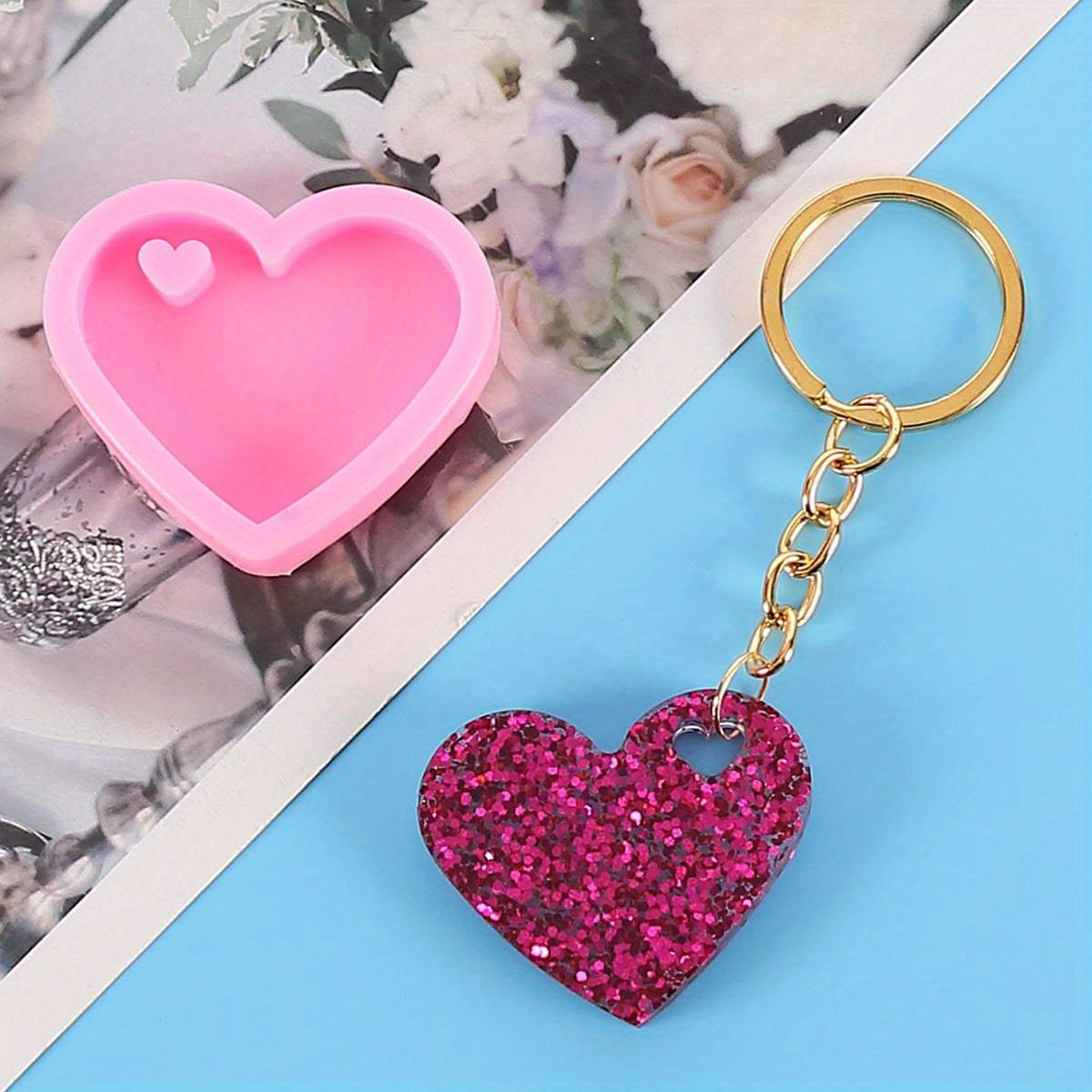 Heart Pendant Keychain Silicone Mold for DIY Jewelry