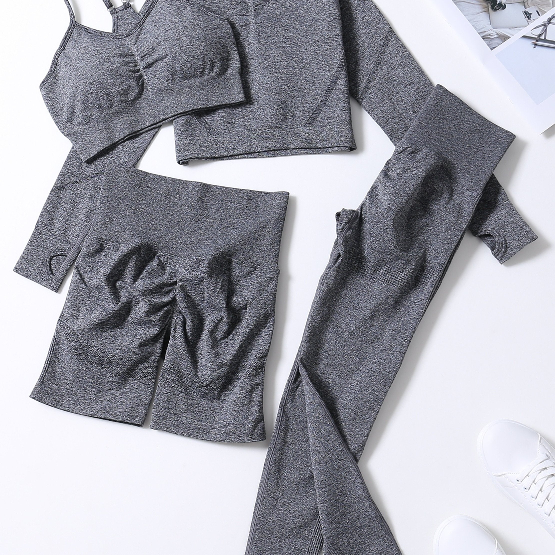 4 Pcs Yoga Set High Stretch Sports Suit