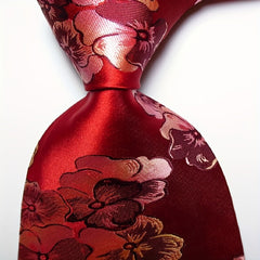 Floral Tie Men's Necktie Set Red Pink Jacquard Woven Men's Tie Necktie