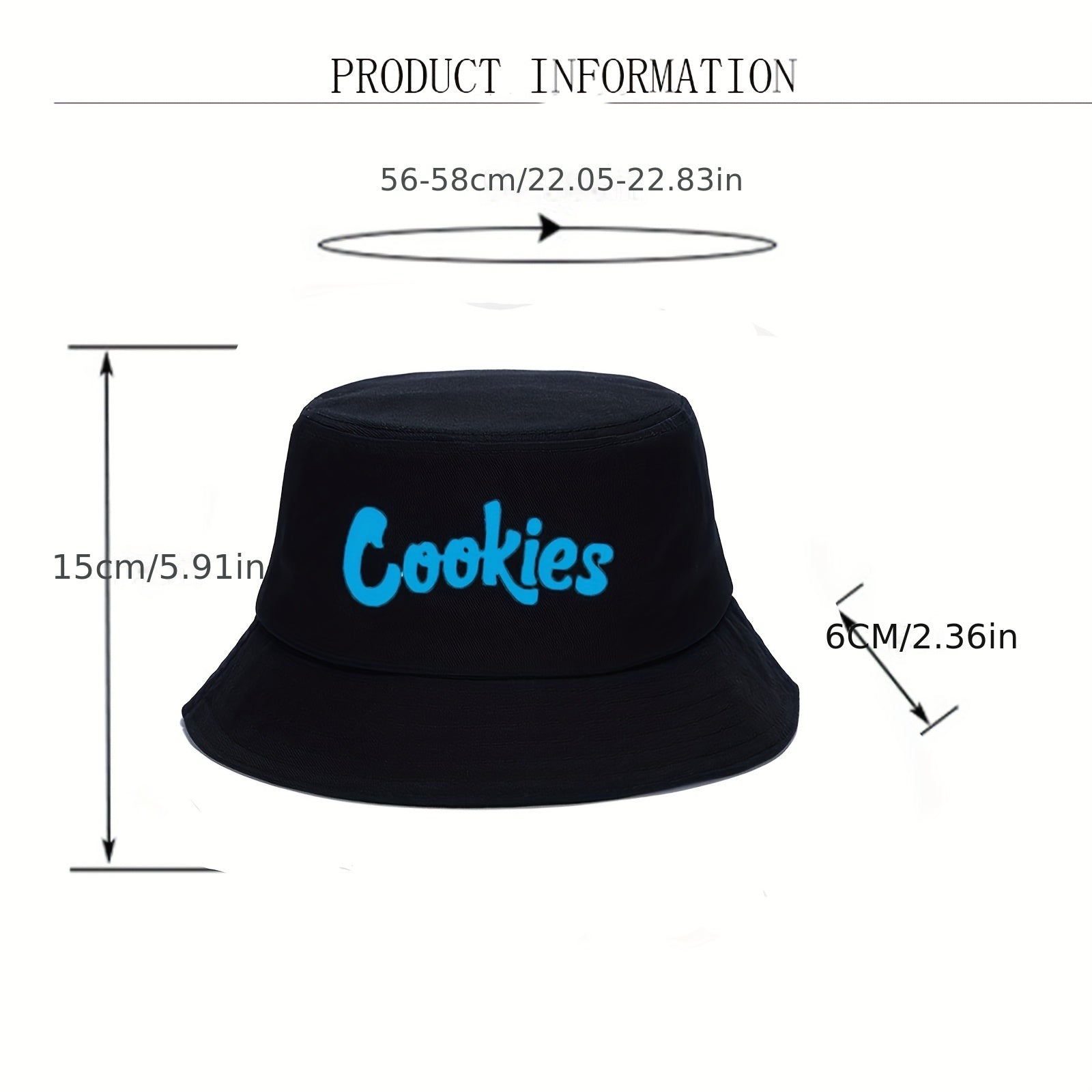 COOKIES Letter Unisex Bucket Hat Fisherman Hat Sun Hat