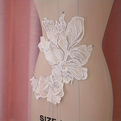 Champagne Wedding Dress Lace Embroidered Flower Patch Sticker