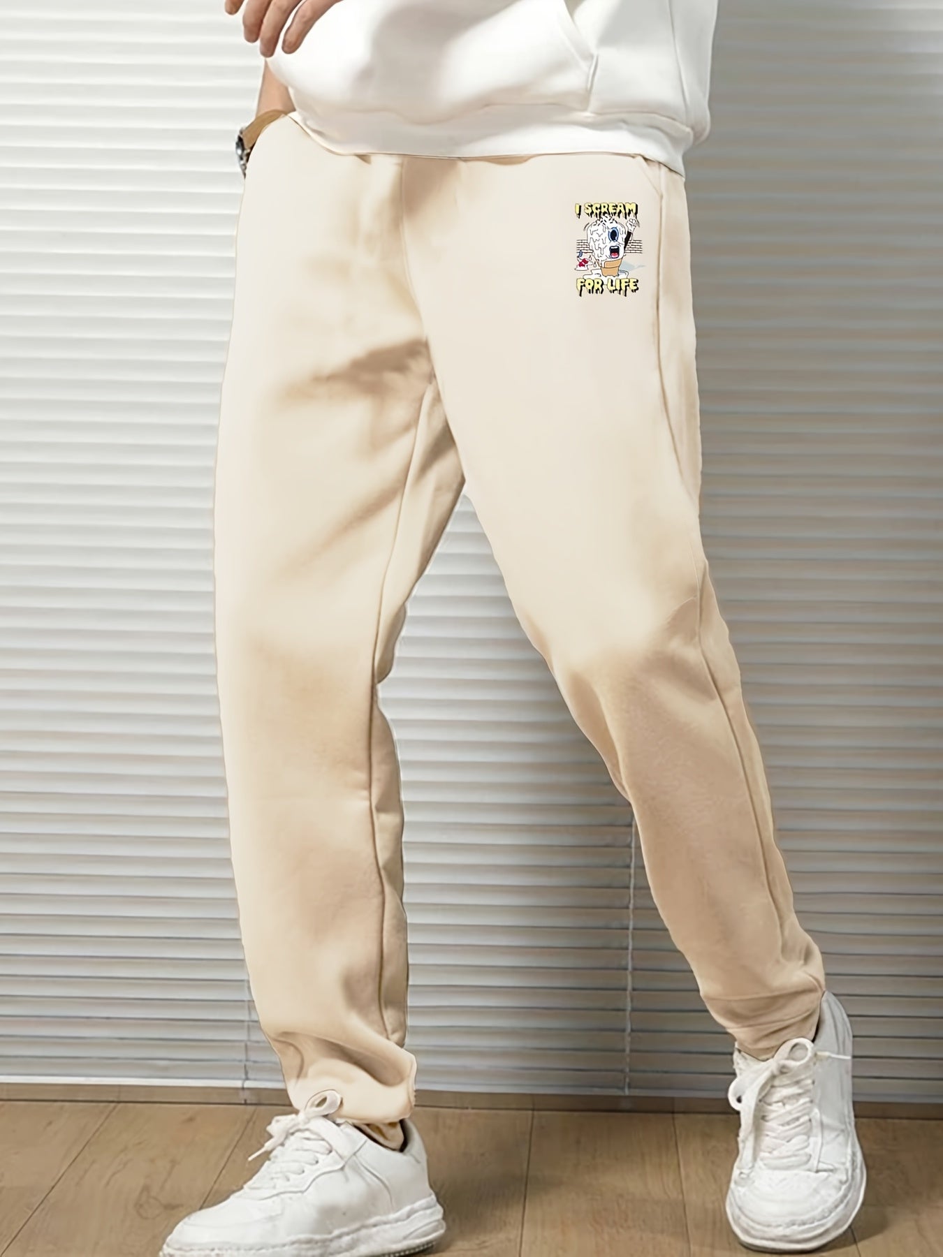 Cartoon Icecream Print Sweatpants - Men's Drawstring Jogger Pants