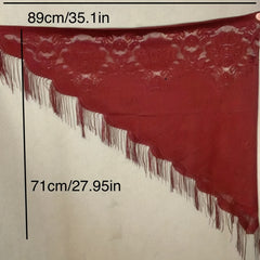 Classic Lace Veil Tassel Scarf Vintage Catholic Mantilla Head Covering
