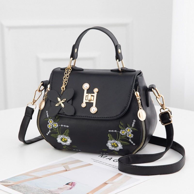 Floral Pattern Shoulder Bag Stylish Small Faux Leather Purse
