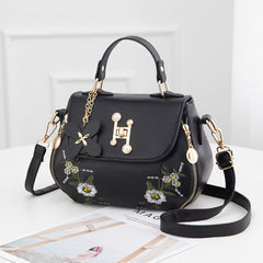 Floral Pattern Shoulder Bag Stylish Small Faux Leather Purse