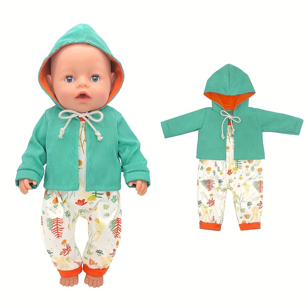 Green Doll Outfit Set for 43 Reborn Vinyl Dolls Hoodie & Pants