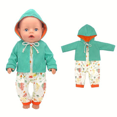 Green Doll Outfit Set for 43 Reborn Vinyl Dolls Hoodie & Pants