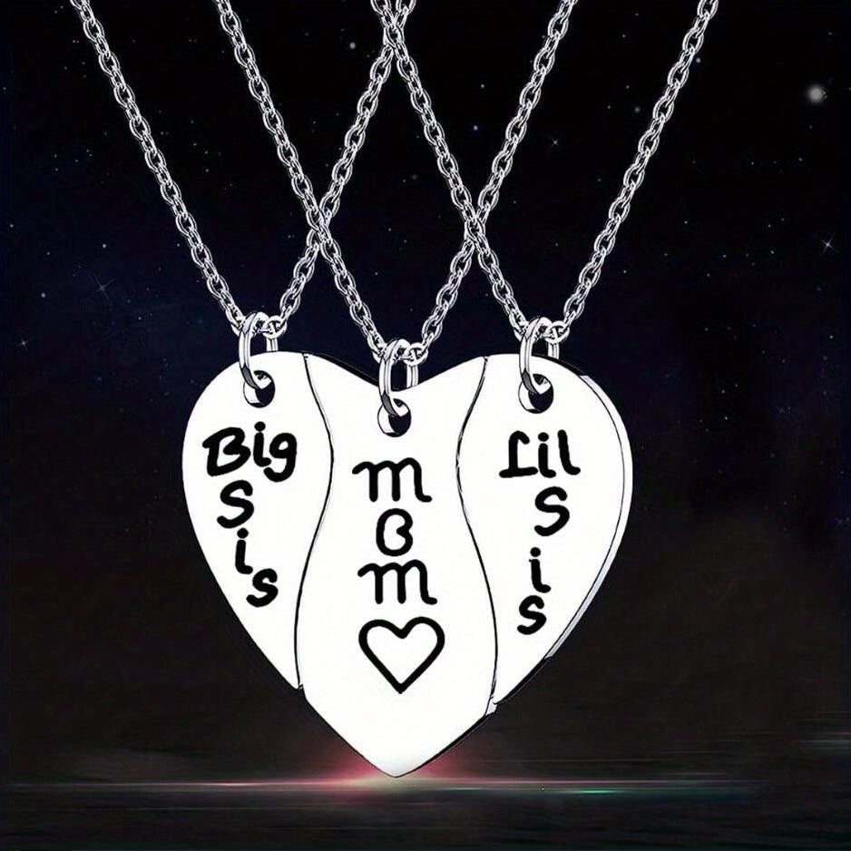 Stainless Steel Love Mother & Daughter Necklace Set