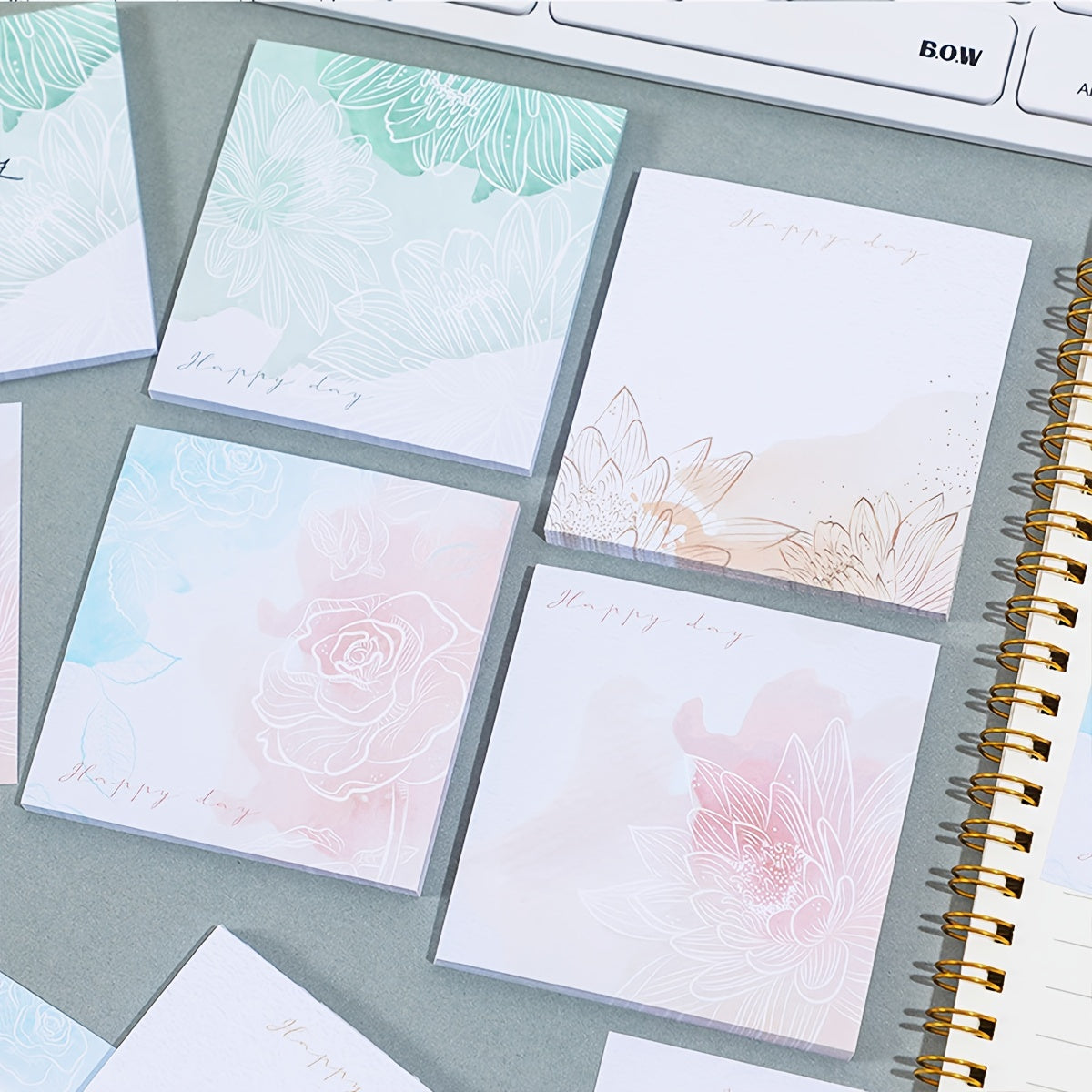 Chinese Style Gradient Flowers Sticky Notes 2.99-inch 50 Sheets Each